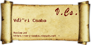 Vári Csaba névjegykártya